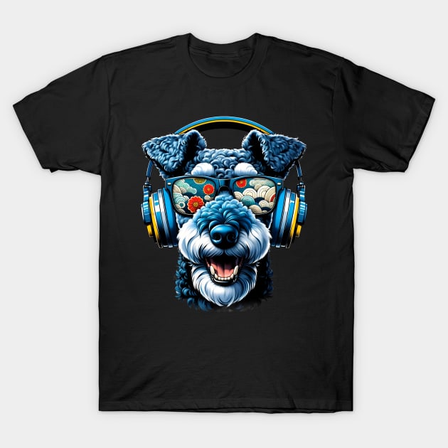 Kerry Blue Terrier Smiling DJ with Headphones and Sunglasses T-Shirt by ArtRUs